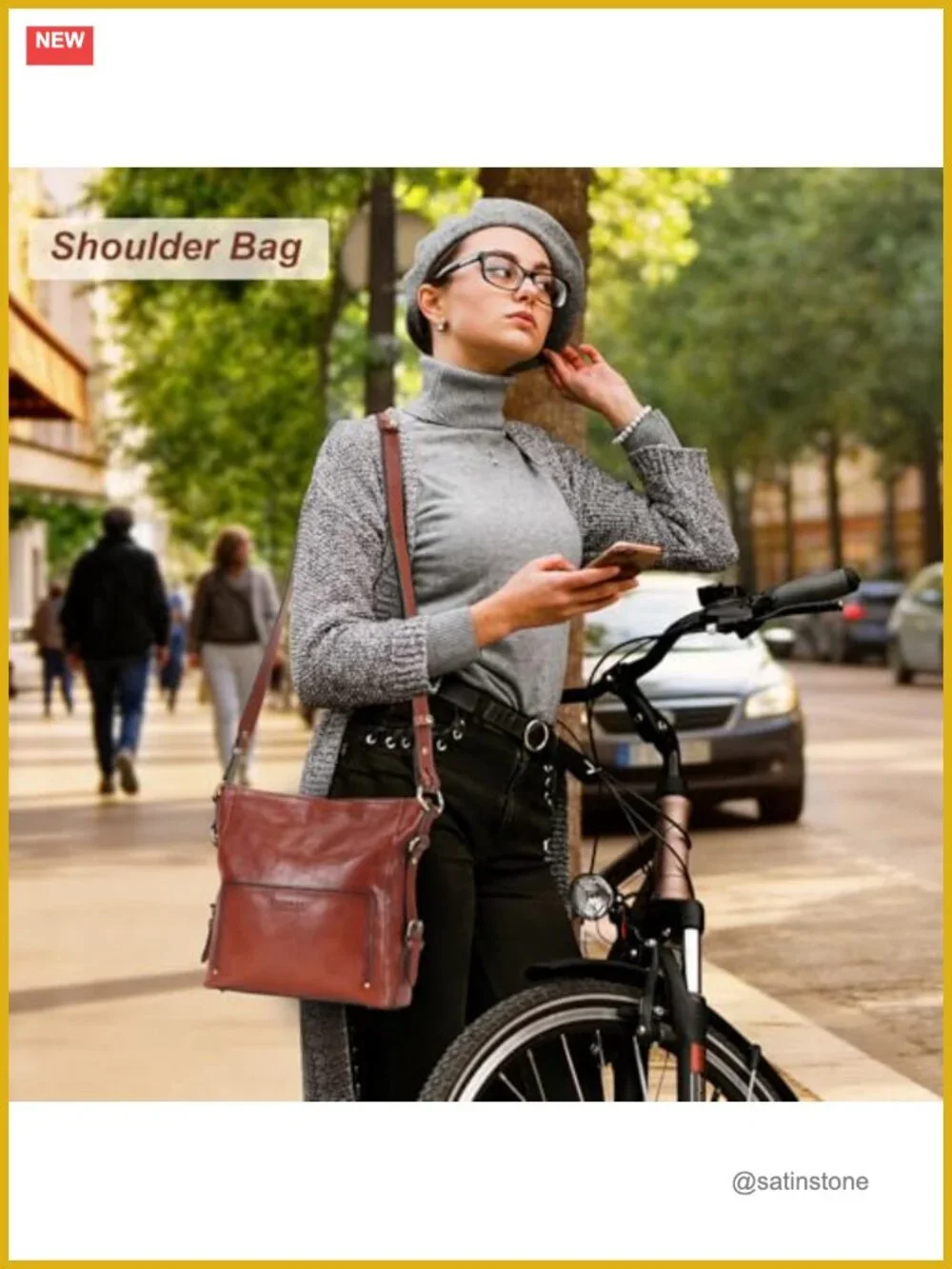 Full Grain Italian Leather Hobo Purse Convertible Crossbody Fits 9.7